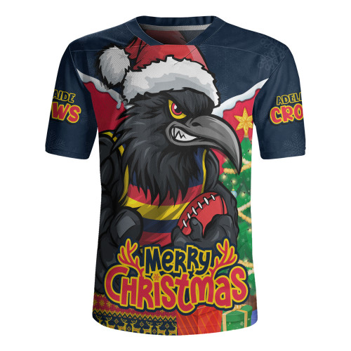 Adelaide Crows Rugby Jersey Santa Scoring Touchdown On Christmas Game Day