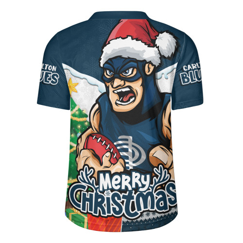 Carlton Rugby Jersey Santa Scoring Touchdown On Christmas Game Day