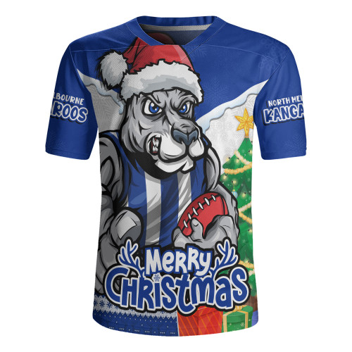 North Melbourne Rugby Jersey Santa Scoring Touchdown On Christmas Game Day