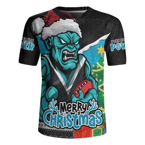 Port Adelaide Rugby Jersey Santa Scoring Touchdown On Christmas Game Day