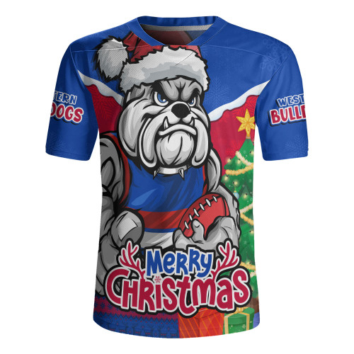 Western Bulldogs Rugby Jersey Santa Scoring Touchdown On Christmas Game Day