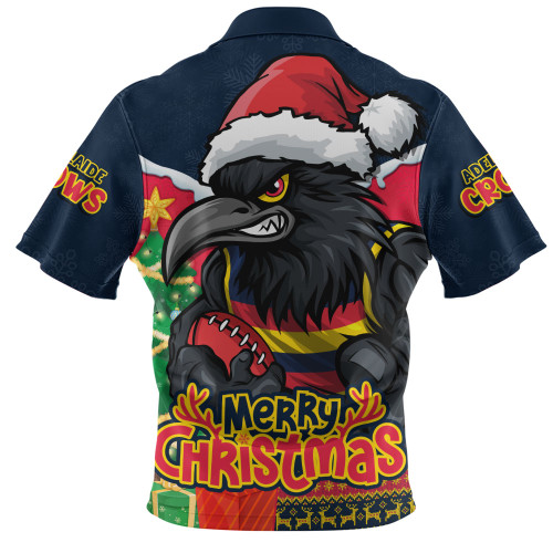 Adelaide Crows Zip Polo Shirt Santa Scoring Touchdown On Christmas Game Day