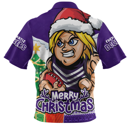 Fremantle Zip Polo Shirt Santa Scoring Touchdown On Christmas Game Day