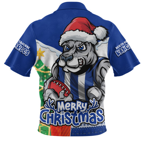 North Melbourne Zip Polo Shirt Santa Scoring Touchdown On Christmas Game Day