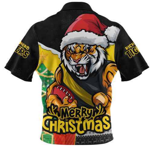 Richmond Zip Polo Shirt Santa Scoring Touchdown On Christmas Game Day