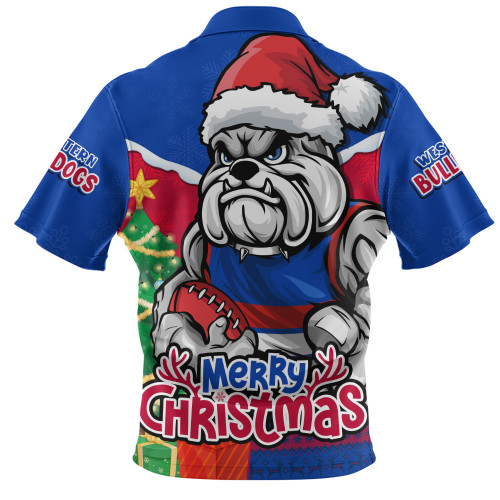 Western Bulldogs Zip Polo Shirt Santa Scoring Touchdown On Christmas Game Day