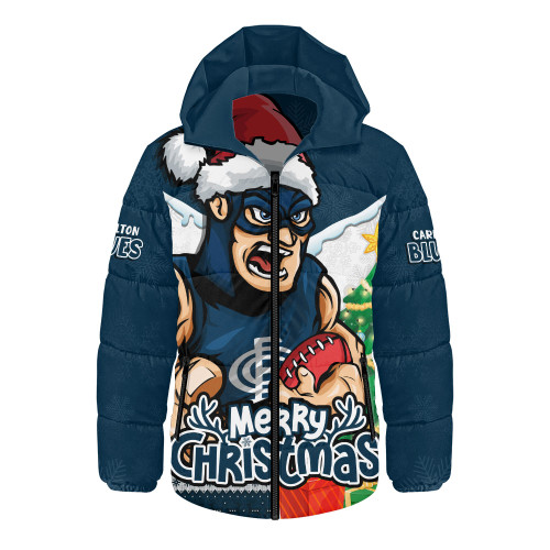 Carlton Hooded Padded Jacket Santa Scoring Touchdown On Christmas Game Day