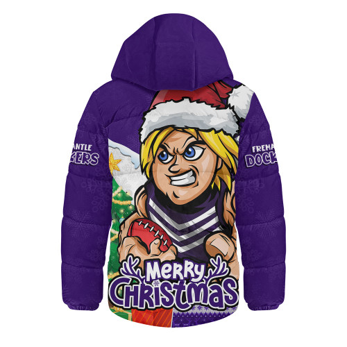Fremantle Hooded Padded Jacket Santa Scoring Touchdown On Christmas Game Day