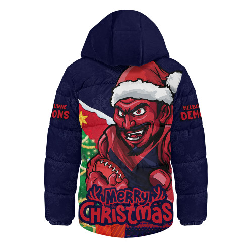 Melbourne Hooded Padded Jacket Santa Scoring Touchdown On Christmas Game Day Melbourne Hooded Padded Jacket Santa Scoring Touchdown On Christmas Game Day