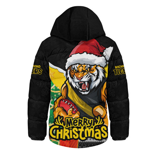 Richmond Hooded Padded Jacket Santa Scoring Touchdown On Christmas Game Day
