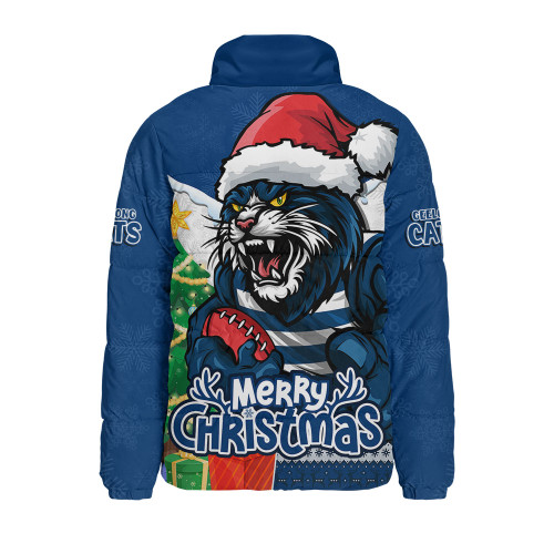 Geelong Cats Padded Jacket Santa Scoring Touchdown On Christmas Game Day Geelong Cats Padded Jacket Santa Scoring Touchdown On Christmas Game Day