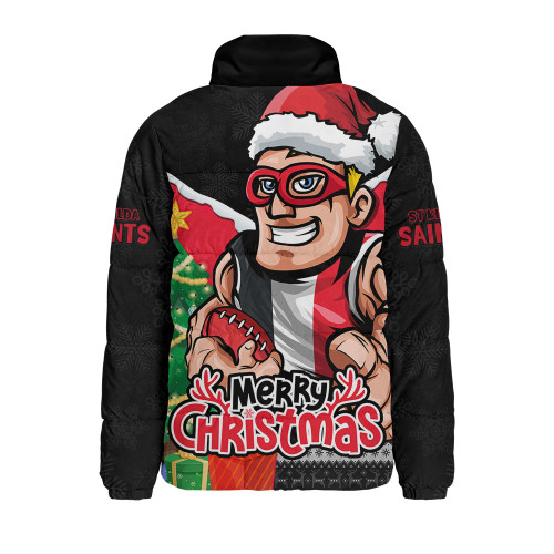St Kilda Padded Jacket Santa Scoring Touchdown On Christmas Game Day
