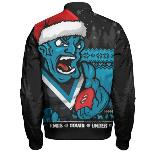 Port Adelaide Bomber Jacket Merry Christmas Down Under Footy Power Style Port Adelaide Bomber Jacket Merry Christmas Down Under Footy Power Style