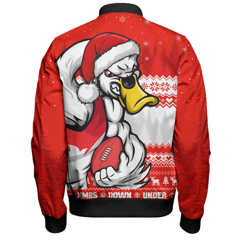 Sydney Swans Bomber Jacket Merry Christmas Down Under Footy Power Style