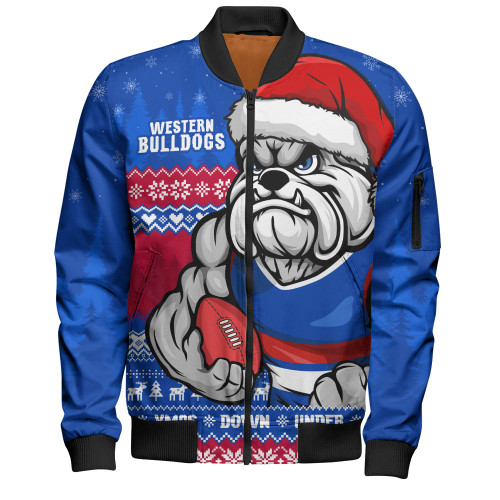 Western Bulldogs Bomber Jacket Merry Christmas Down Under Footy Power Style