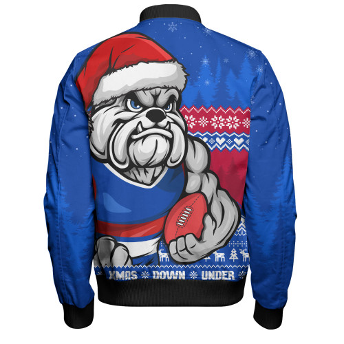 Western Bulldogs Bomber Jacket Merry Christmas Down Under Footy Power Style