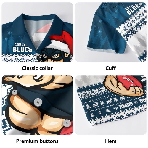 Carlton Hawaiian Shirt Merry Christmas Down Under Footy Power Style