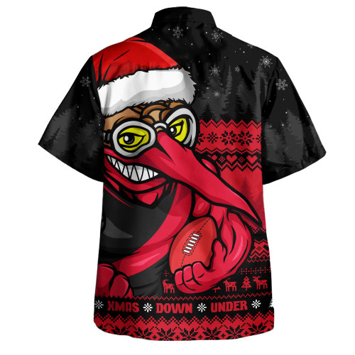Essendon Hawaiian Shirt Merry Christmas Down Under Footy Power Style Essendon Hawaiian Shirt Merry Christmas Down Under Footy Power Style