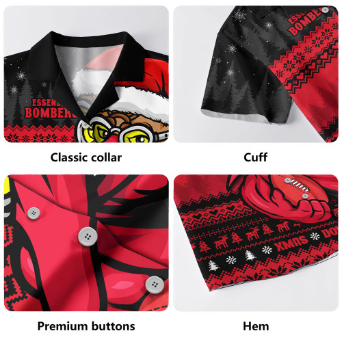 Essendon Hawaiian Shirt Merry Christmas Down Under Footy Power Style Essendon Hawaiian Shirt Merry Christmas Down Under Footy Power Style