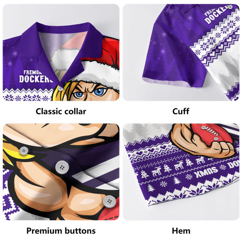 Fremantle Hawaiian Shirt Merry Christmas Down Under Footy Power Style