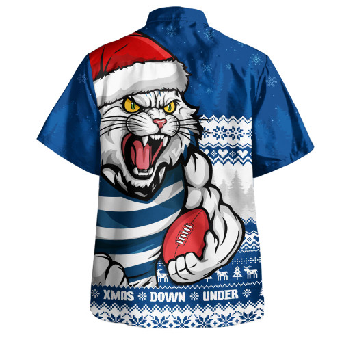 Geelong Cats Hawaiian Shirt Merry Christmas Down Under Footy Power Style Geelong Cats Hawaiian Shirt Merry Christmas Down Under Footy Power Style