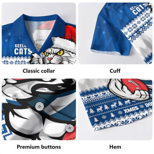 Geelong Cats Hawaiian Shirt Merry Christmas Down Under Footy Power Style Geelong Cats Hawaiian Shirt Merry Christmas Down Under Footy Power Style