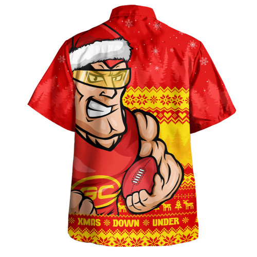 Gold Coast SUNS Hawaiian Shirt Merry Christmas Down Under Footy Power Style Gold Coast SUNS Hawaiian Shirt Merry Christmas Down Under Footy Power Style