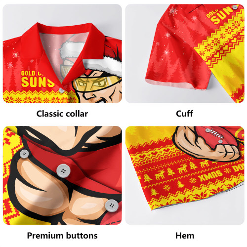 Gold Coast SUNS Hawaiian Shirt Merry Christmas Down Under Footy Power Style Gold Coast SUNS Hawaiian Shirt Merry Christmas Down Under Footy Power Style