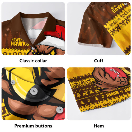 Hawthorn Hawaiian Shirt Merry Christmas Down Under Footy Power Style