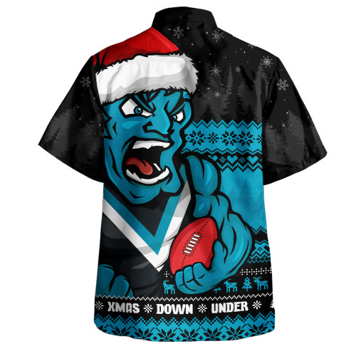 Port Adelaide Hawaiian Shirt Merry Christmas Down Under Footy Power Style