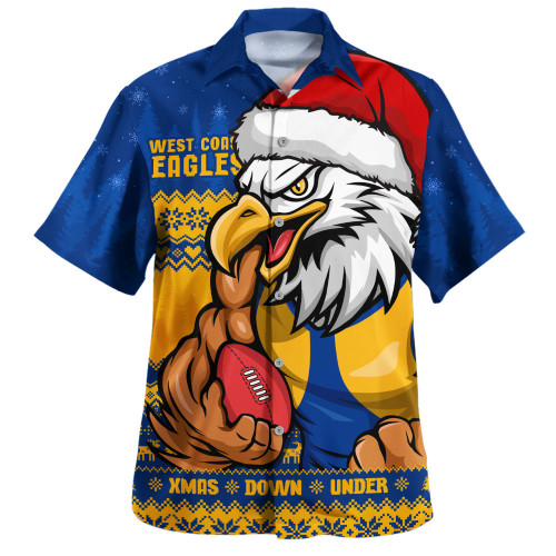 West Coast Eagles Hawaiian Shirt Merry Christmas Down Under Footy Power Style
