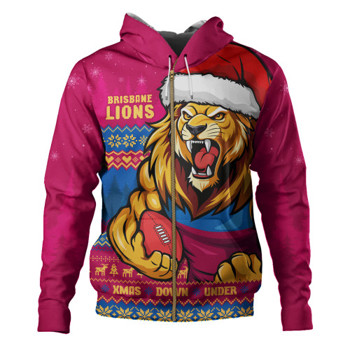 Brisbane Lions Hoodie Merry Christmas Down Under Footy Power Style