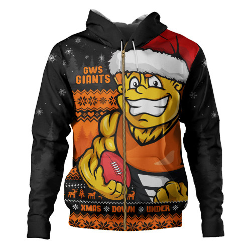 GWS GIANTS Hoodie Merry Christmas Down Under Footy Power Style GWS GIANTS Hoodie Merry Christmas Down Under Footy Power Style