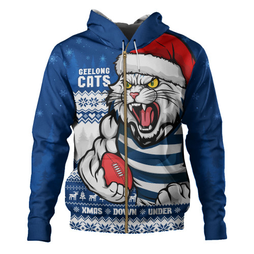 Geelong Cats Hoodie Merry Christmas Down Under Footy Power Style