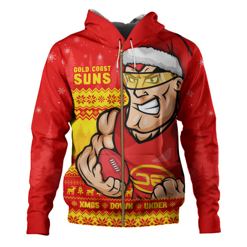 Gold Coast SUNS Hoodie Merry Christmas Down Under Footy Power Style