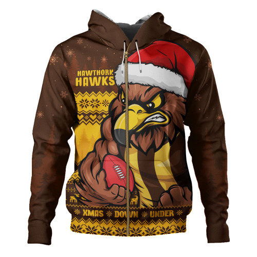 Hawthorn Hoodie Merry Christmas Down Under Footy Power Style