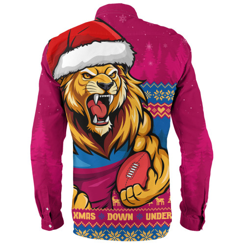 Brisbane Lions Long Sleeve Shirt Merry Christmas Down Under Footy Power Style