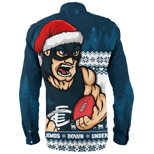Carlton Long Sleeve Shirt Merry Christmas Down Under Footy Power Style