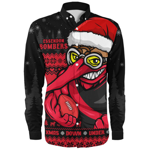 Essendon Long Sleeve Shirt Merry Christmas Down Under Footy Power Style