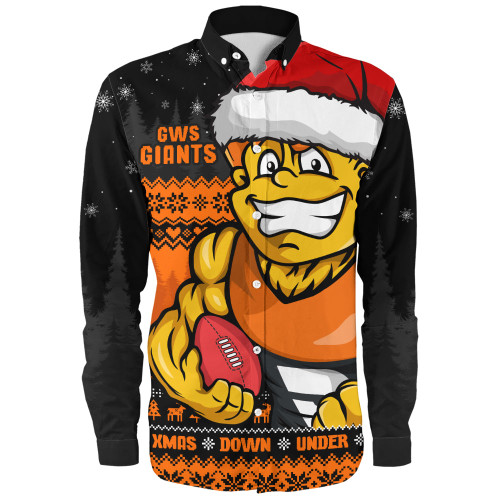 GWS GIANTS Long Sleeve Shirt Merry Christmas Down Under Footy Power Style