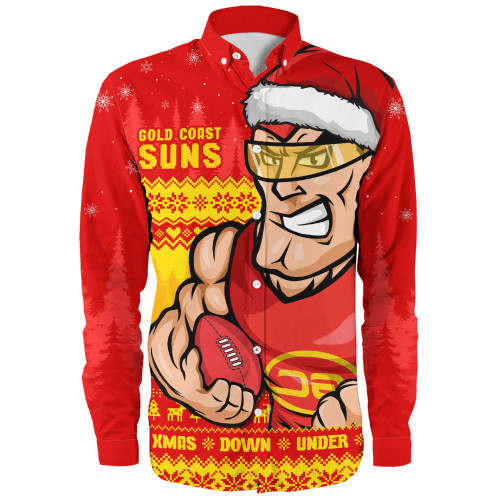 Gold Coast SUNS Long Sleeve Shirt Merry Christmas Down Under Footy Power Style