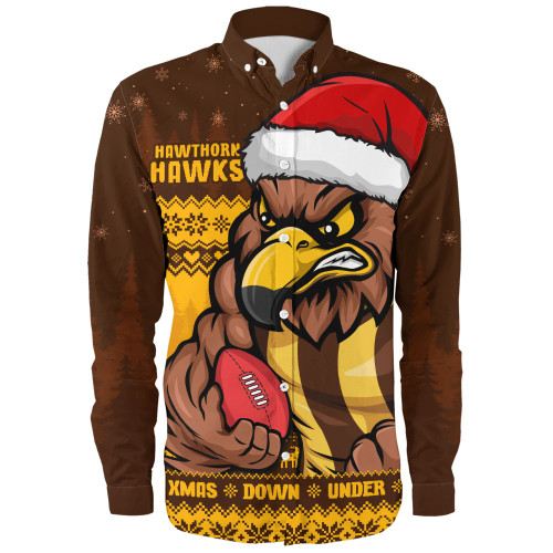 Hawthorn Long Sleeve Shirt Merry Christmas Down Under Footy Power Style