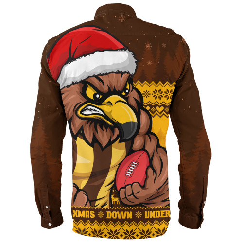 Hawthorn Long Sleeve Shirt Merry Christmas Down Under Footy Power Style