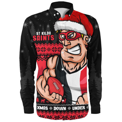 St Kilda Long Sleeve Shirt Merry Christmas Down Under Footy Power Style