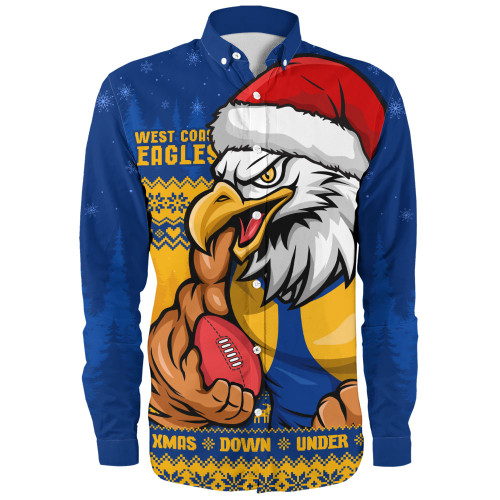 West Coast Eagles Long Sleeve Shirt Merry Christmas Down Under Footy Power Style