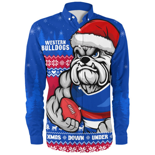 Western Bulldogs Long Sleeve Shirt Merry Christmas Down Under Footy Power Style