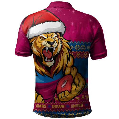 Brisbane Lions Polo Shirt Merry Christmas Down Under Footy Power Style