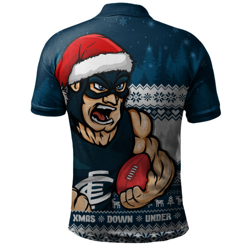 Carlton Polo Shirt Merry Christmas Down Under Footy Power Style