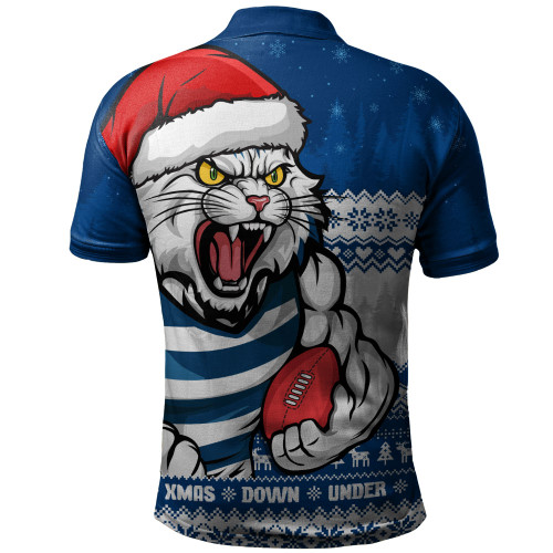 Geelong Cats Polo Shirt Merry Christmas Down Under Footy Power Style