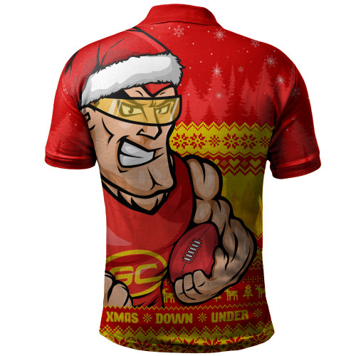 Gold Coast SUNS Polo Shirt Merry Christmas Down Under Footy Power Style Gold Coast SUNS Polo Shirt Merry Christmas Down Under Footy Power Style
